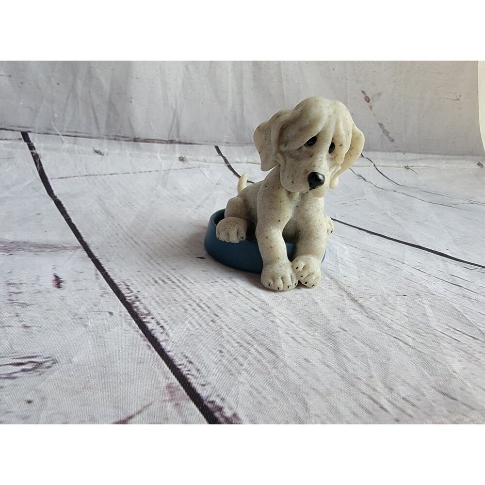 Quarry Critters Dog "Patience" In A Bowl 2.75in Tall x 2.25in Wide